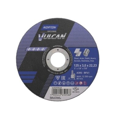 Norton pjovimo diskas A30S-BF41 125x3.0x22.23 VULCAN METAL/INOX