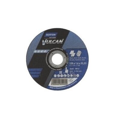 Norton pjovimo diskas A46S-BF41 125x1.6x22.23 VULCAN METAL/INOX