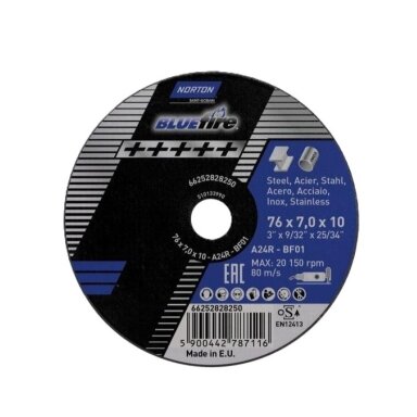 Norton šlifavimo diskas A24R-BF01 76x7.0x10 Blue fire (tiesiniam šlifuokliui)