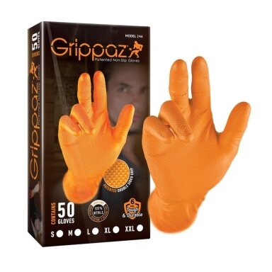 Pirštinės nitrilinės oranžinės GRIPPAZ (50vnt.) L dydis