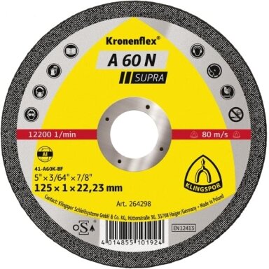 Pjovimo diskas A60N 125x1x22.23 Aliuminiui Klingspor